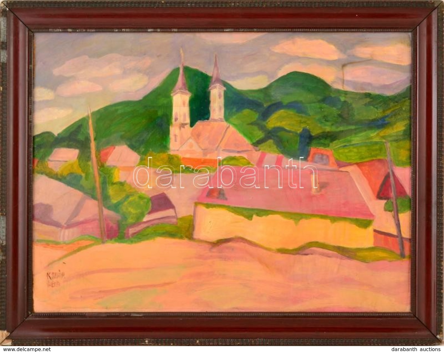 Kádár Jelzéssel: Templom. Olaj, Karton, 47×63 Cm - Other & Unclassified