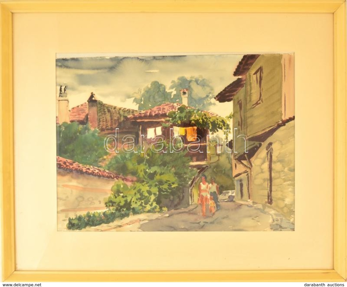 Káldy Lajos (1922-):  Mediterrán Utca. Akvarell, Papír, Jelzett, üvegezett Keretben, 33×45 Cm - Other & Unclassified