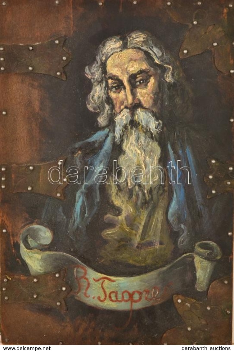 Jelzés Nélkül: Rabindranath Tagore. Kollázs, Farost, 40×28 Cm - Other & Unclassified