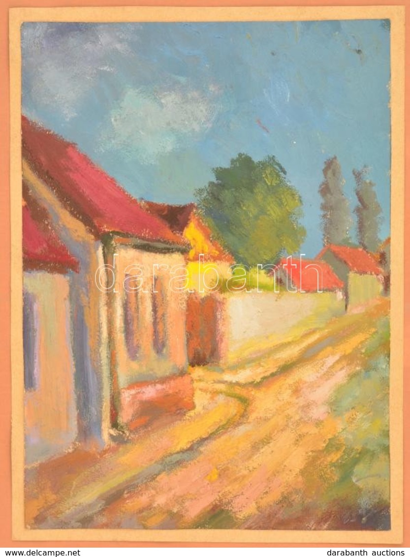 Olvashatatlan Jelzéssel: Utcarészlet. Tempera, Papír, 22×16 Cm - Other & Unclassified