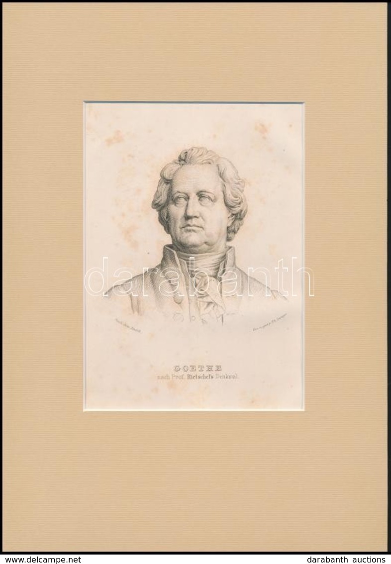 Cca 1840 Goethe Rézmetszetű Portréja. 12x17 Cm Paszpartuban - Stiche & Gravuren