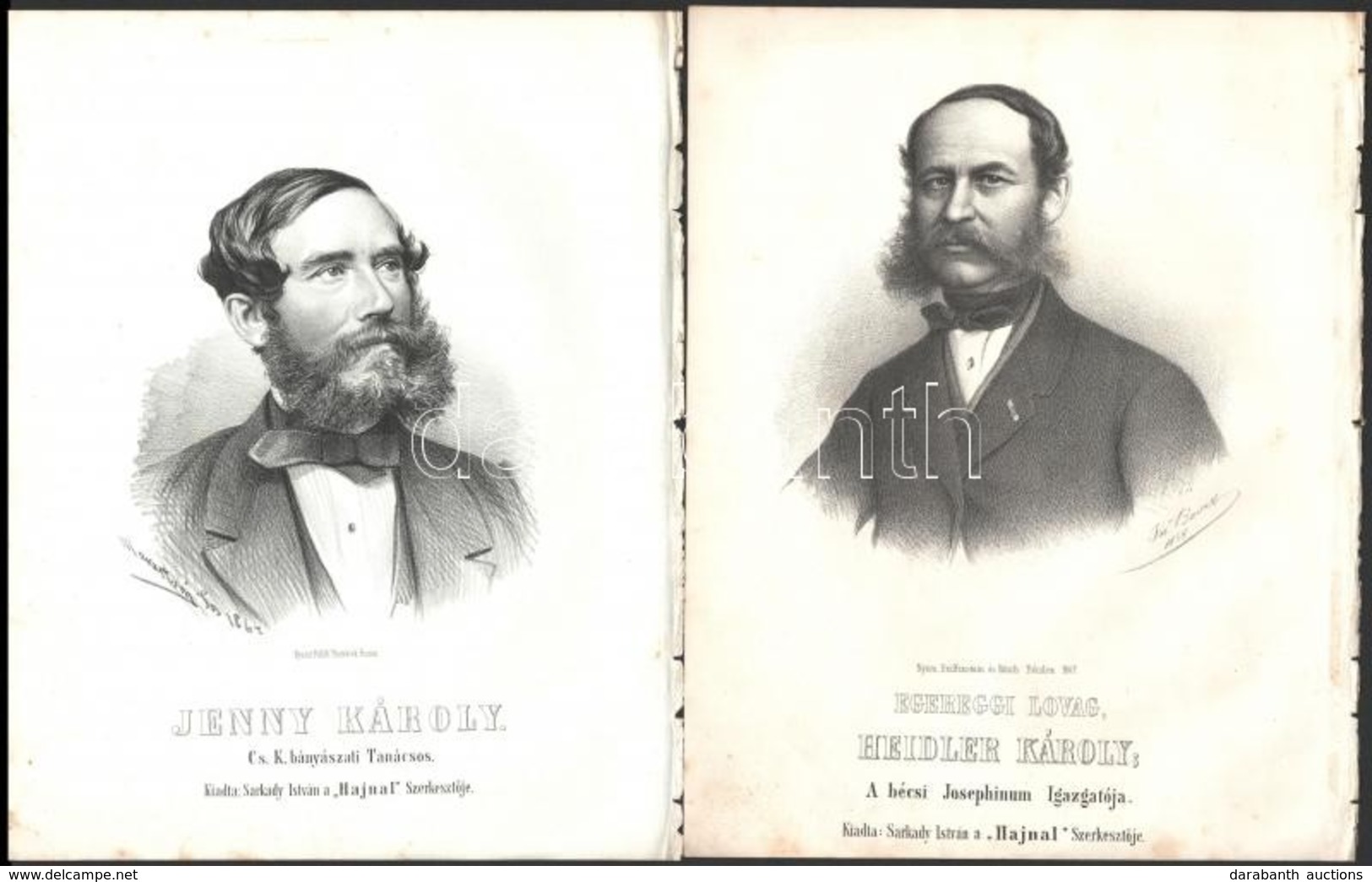 1867 Udvari, Közéleti Emberek, Orvosok, Marastoni József és Joseph Bauer 7 Db Litográfiája 21x16 Cm - Stiche & Gravuren