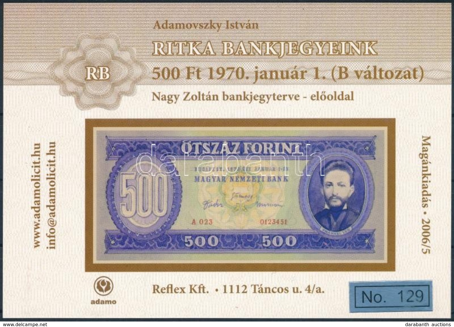 2006 Ritka Bankjegyek 500Ft B Változat Emlék Képeslap - Ohne Zuordnung