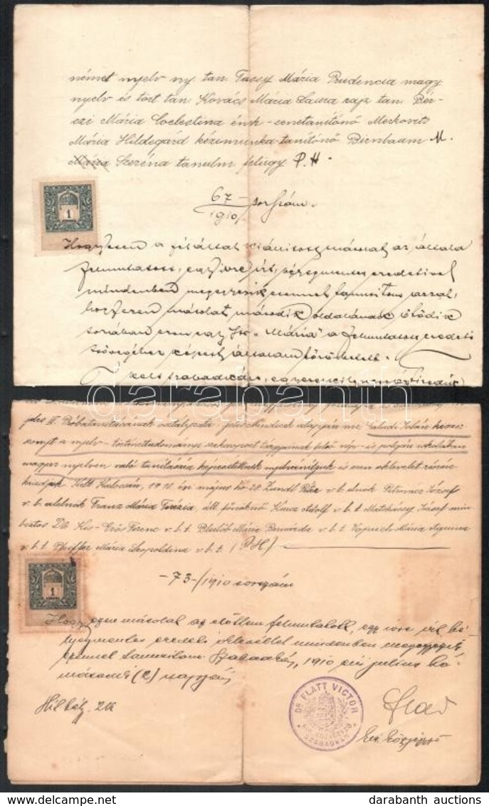 1910 Közjegyzői Okmányok, 4 Db, Okmánybélyegekkel - Unclassified