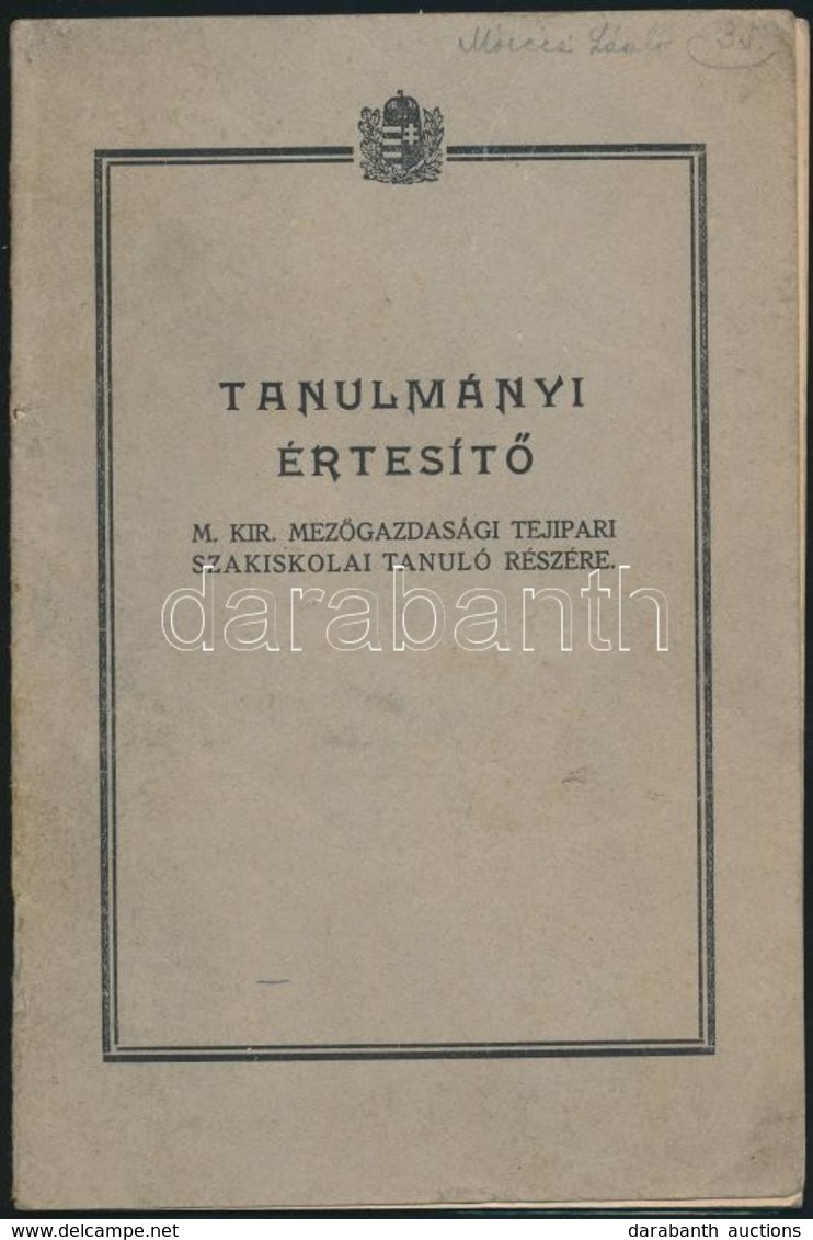 1941 Csermajor, A M. Kir. Mezőgazdasági Tejipari Szakiskola Tanulmányi értesítője - Unclassified