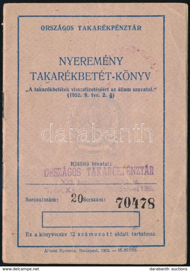 1953 Országos Takarékpénztár Nyeremény Takarékbetét-könyv és Negyedik Bérkölcsön Igazolás - Unclassified