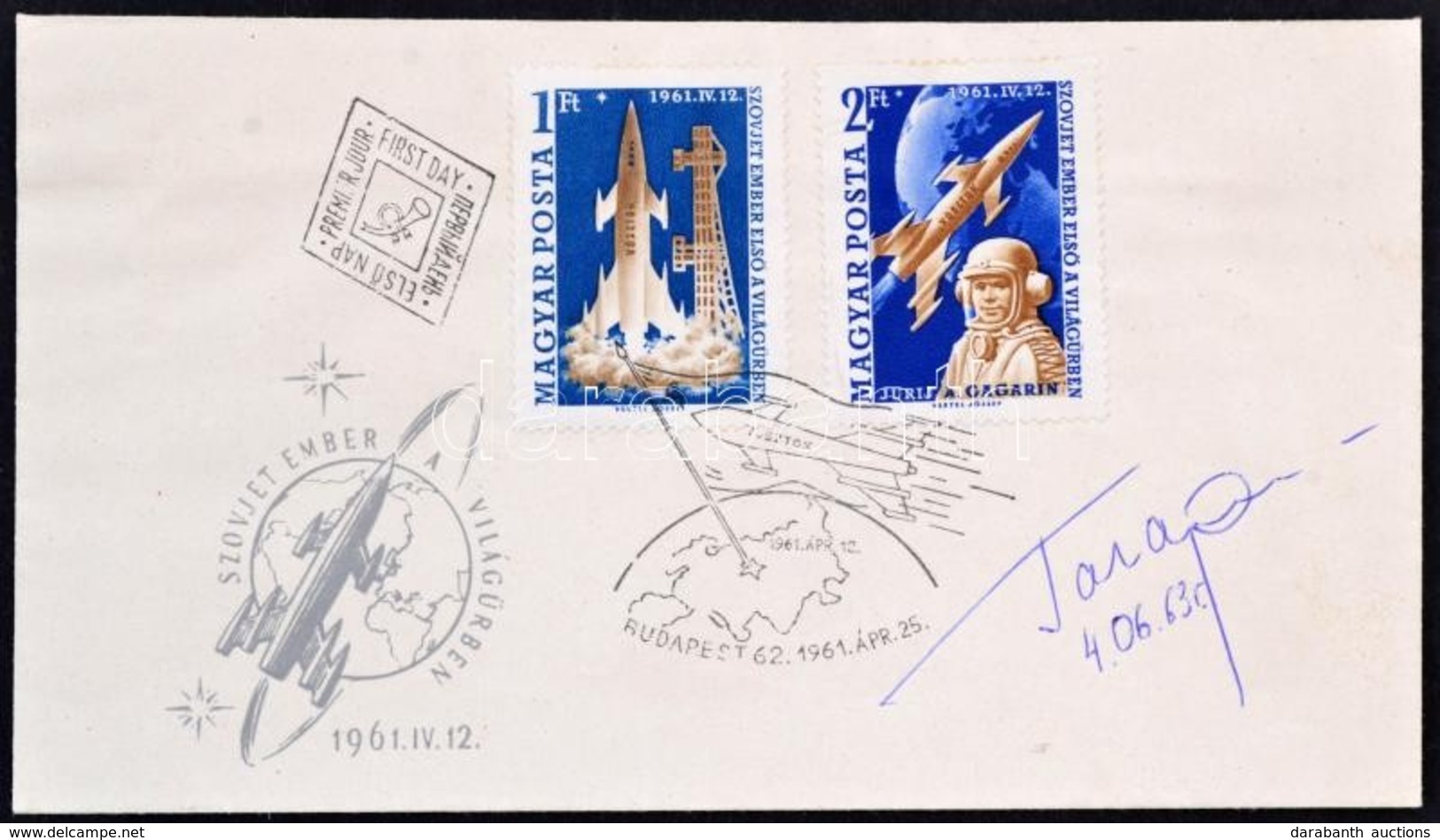 Jurij Alekszejevics Gagarin (1934-1968) Szovjet űrhajós Aláírása Emlékborítékon /
Signature Of Yuriy Alekseyevich Gagari - Other & Unclassified