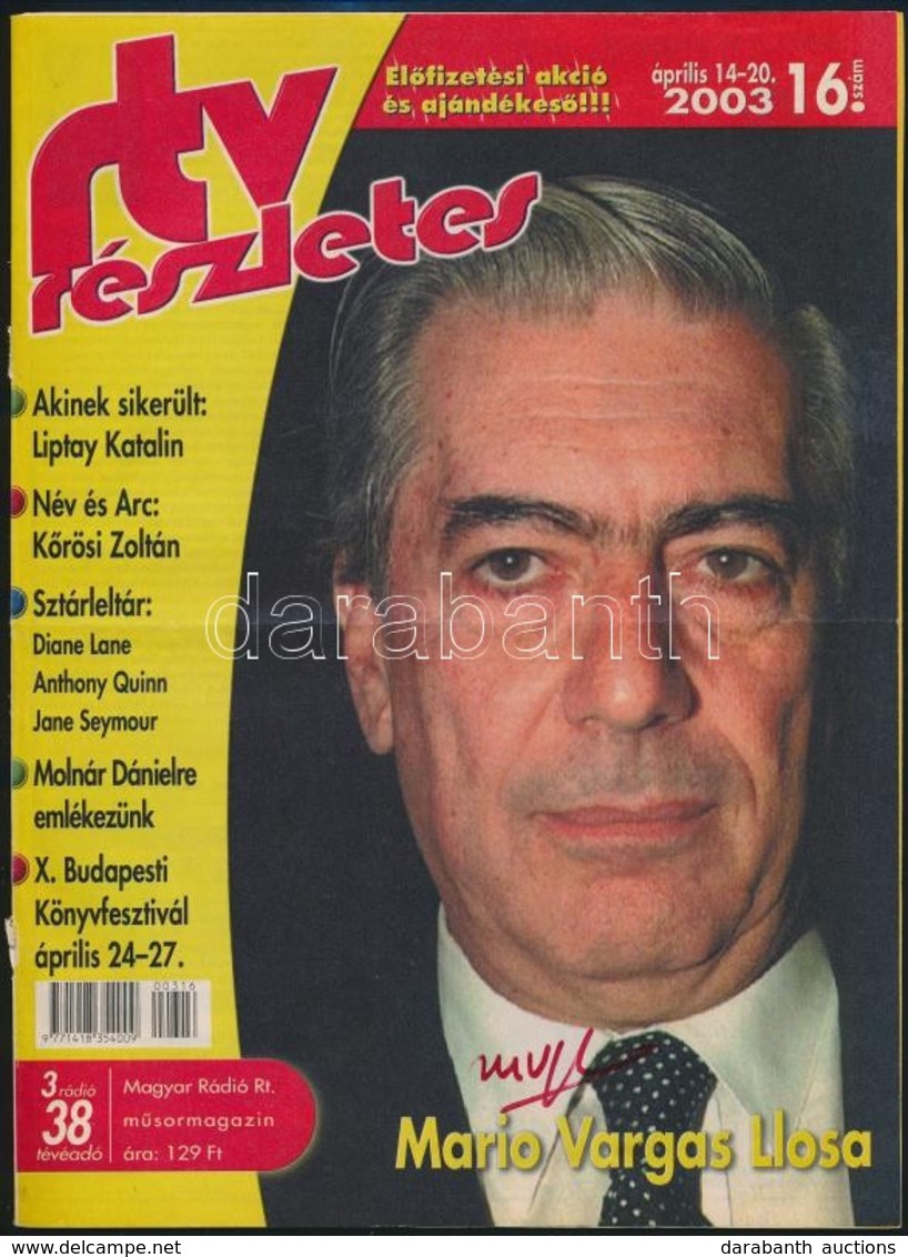 Mario Vargas Llosa (1936-) újságíró Aláírása újság Címlapján - Sonstige & Ohne Zuordnung