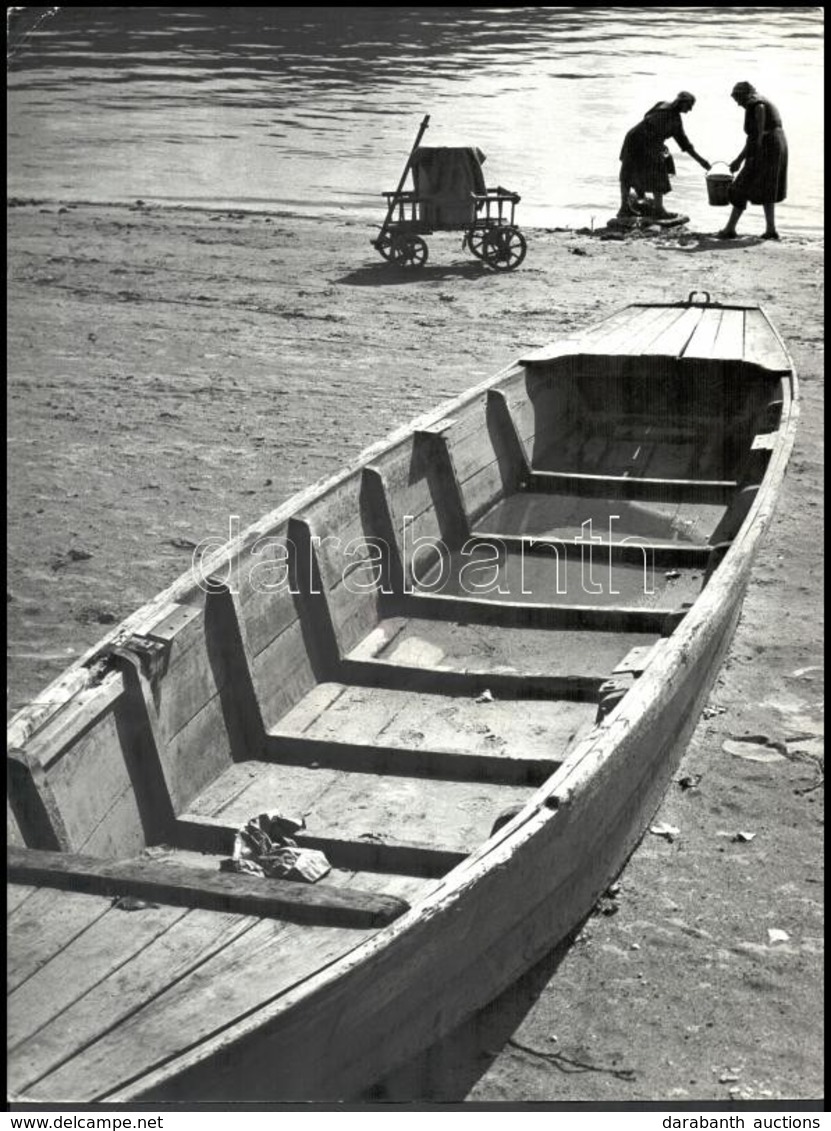 Angelo (1894-1974): Canoe, Pecséttel Jelzett, Feliratozott Fotóművészeti Alkotás, Hullámos, 40×30 Cm - Other & Unclassified