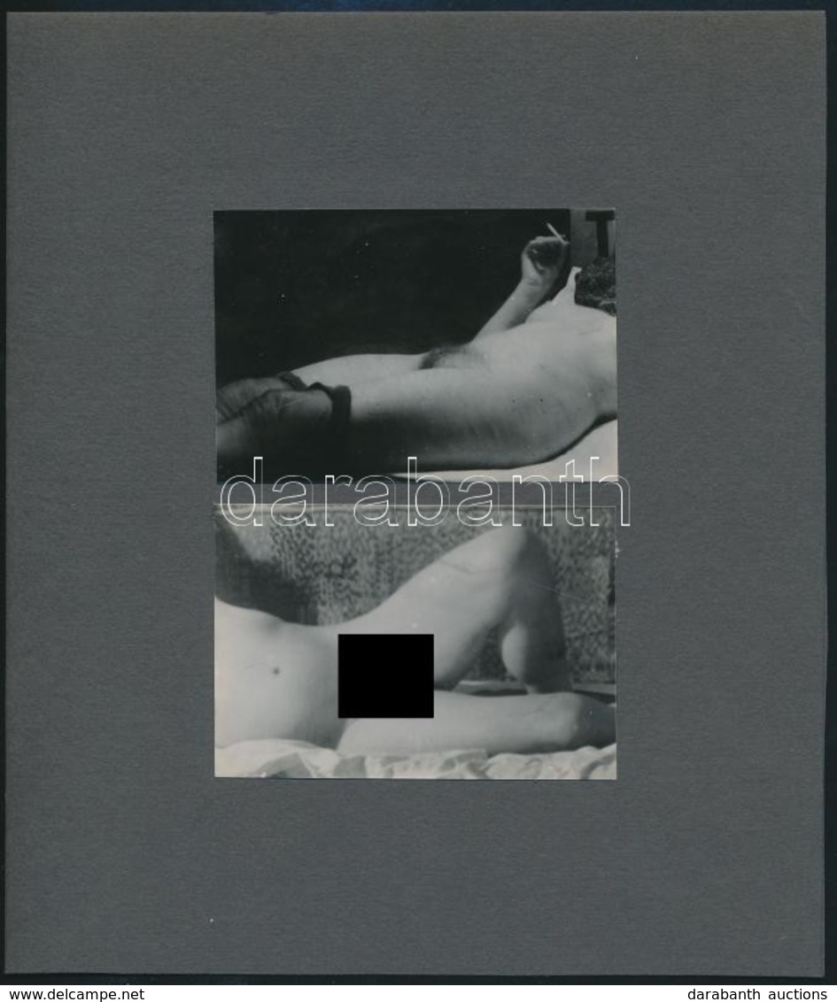 Nő és Férfi, Pornográf/erotikus Fotó, 2 Db, Kartonra Ragasztva, 6,5×9,5 Cm - Other & Unclassified
