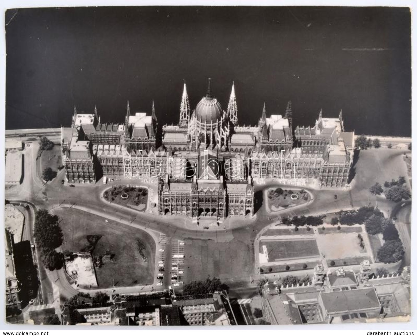 Cca 1960 A Parlament és Környéke Légi Felvételen Nagy Méretű Fotó 41x32 Cm - Other & Unclassified