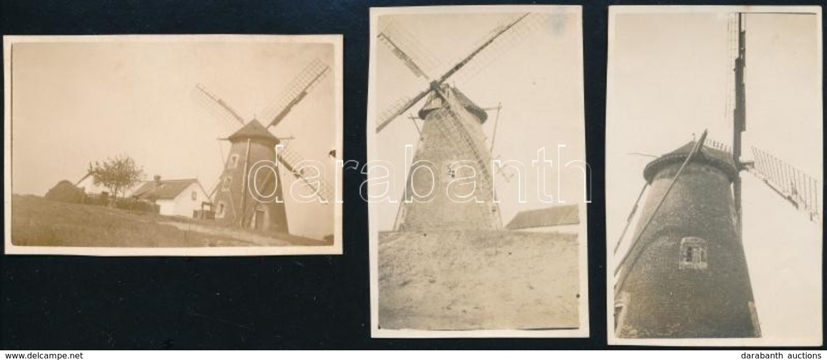 1928 Kiskunfélegyháza, Szélmalom, 3 Db Fotó, 5,5×8,5 Cm / Windmill In Hungary, 3 Photos - Other & Unclassified