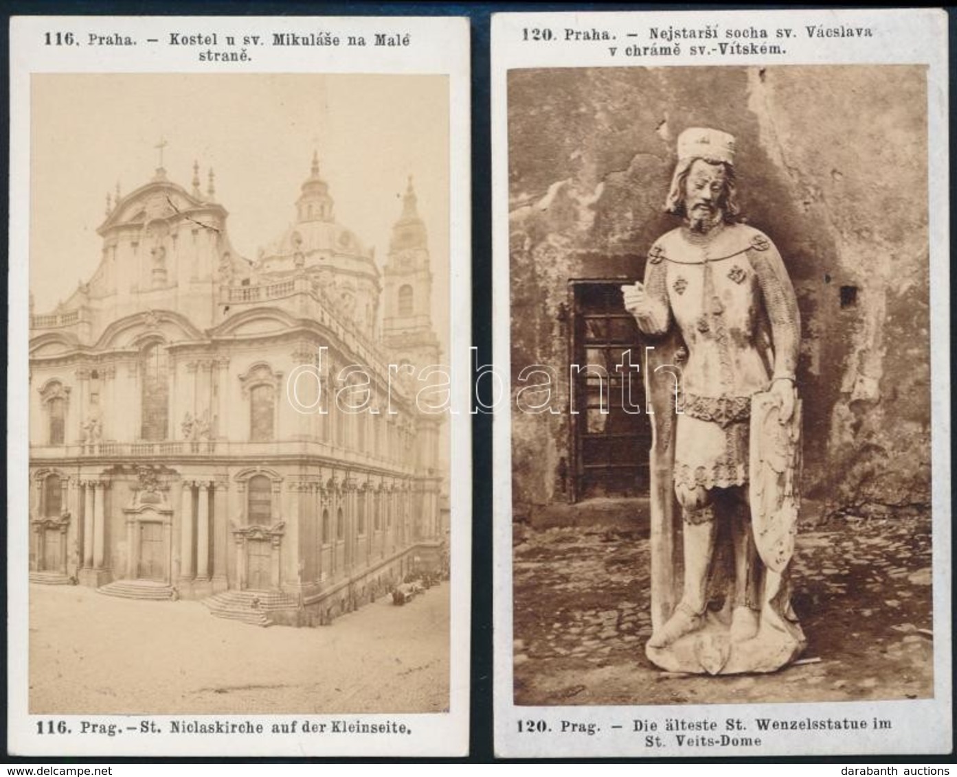 Cca 1880 Prága, Városképek, 2 Db Keményhátú Fotó, 10,5×6,5 Cm - Other & Unclassified