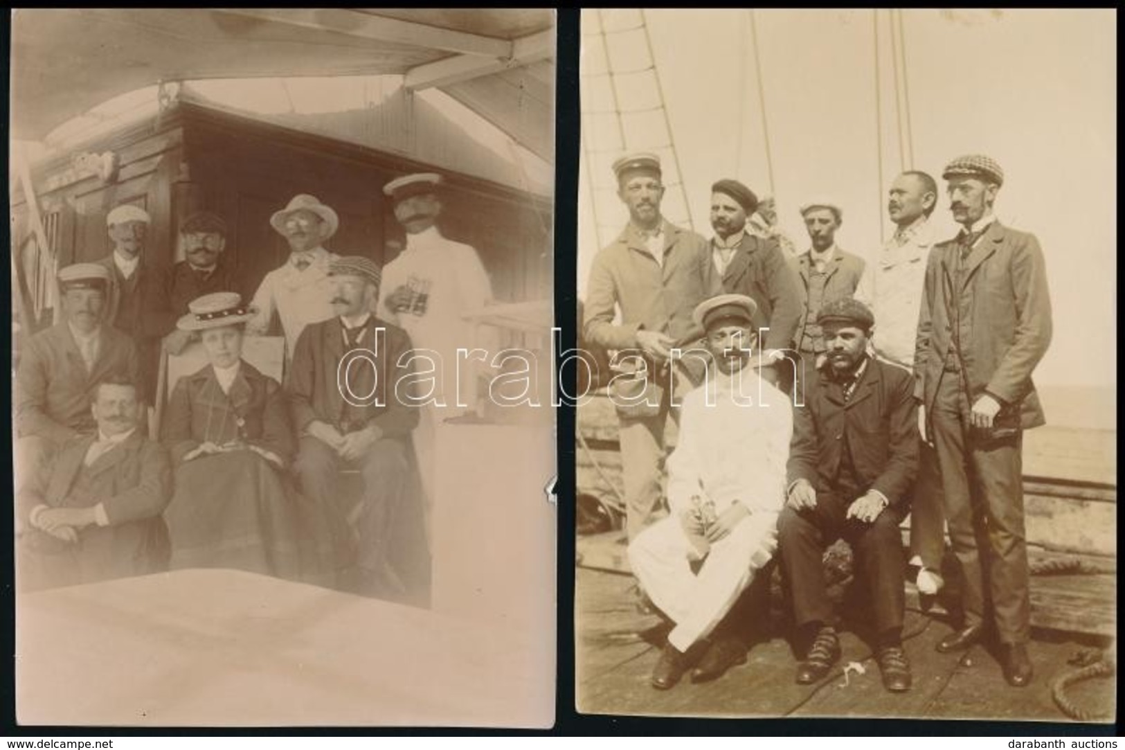 Cca 1900 'Árpád' Hajó Utasai Földközi-tengeri Utazáson, 2 Db Fénykép, 11,5x8,5 Cm - Other & Unclassified