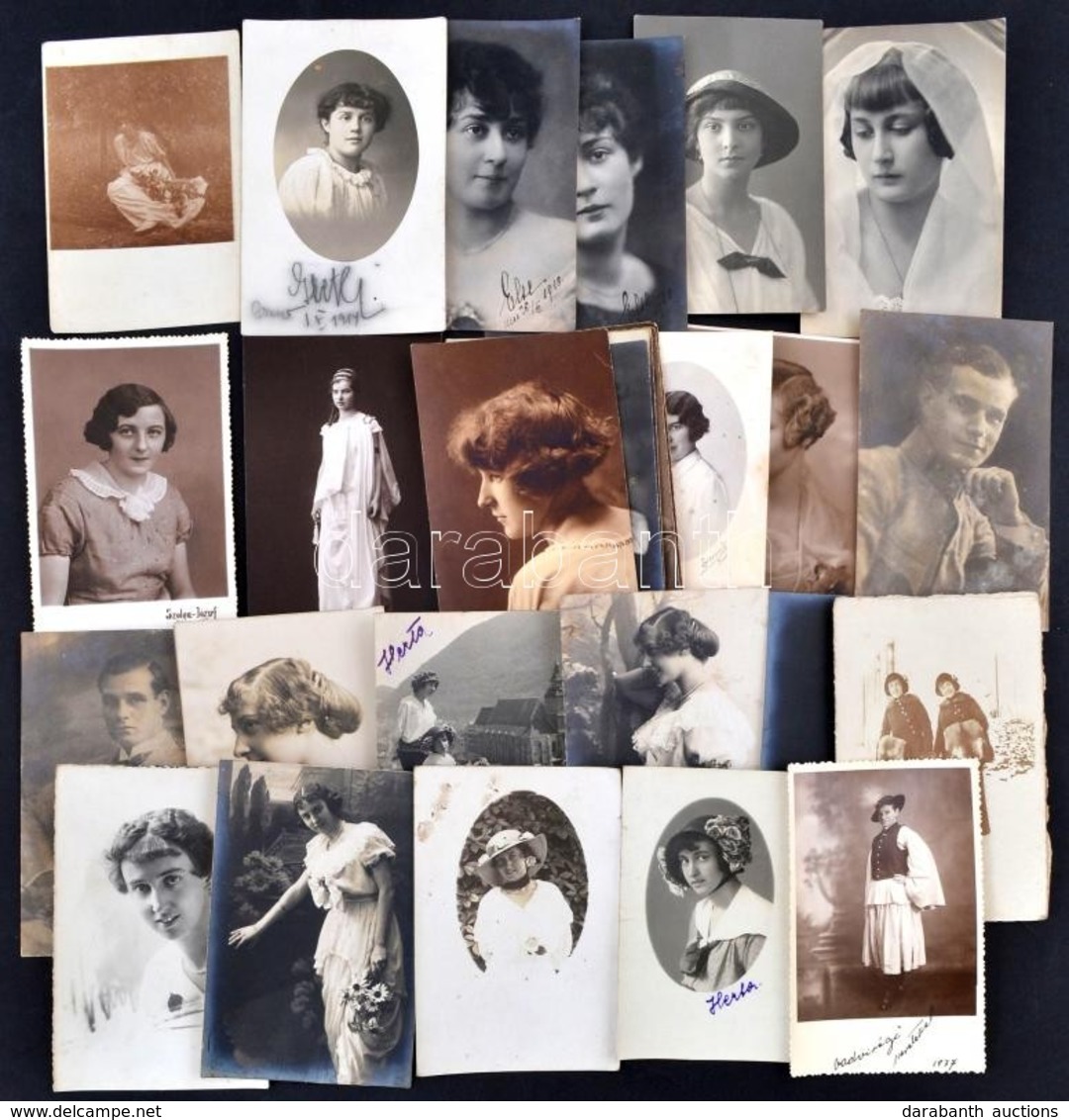 Cca 1910-1940 Vegyes Fotó Tétel, 30 Db, Nagyrészt Női Portrék, Fotólapok, 14x9 Cm és 13x8 Cm Közötti Méretben - Other & Unclassified