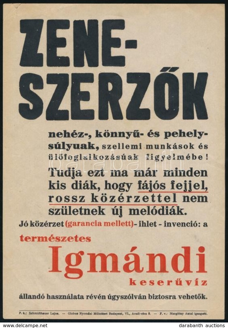 Igmándi Keserűvíz- Kisplakát, 24×17 Cm - Werbung