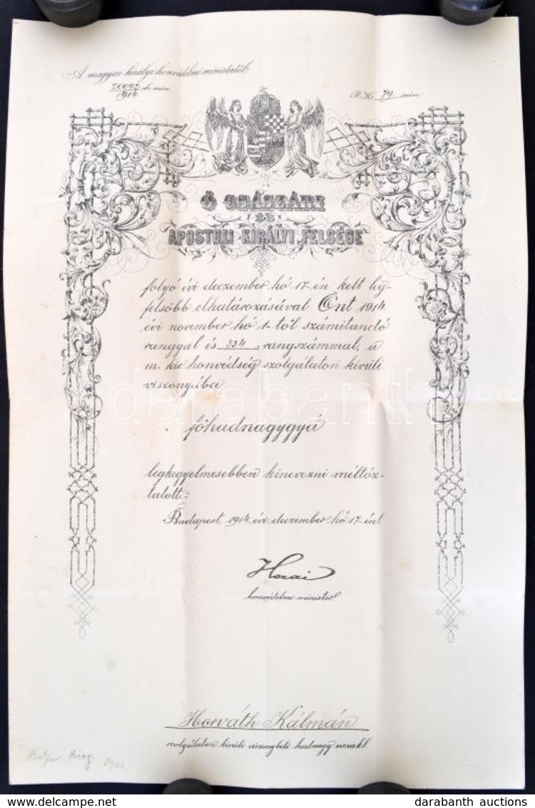 1914 Díszes K.u.k. Hadnagyi Kinevezés Hazai Samu Honvédelmi Miniszter Aláírásával  / Decorative Lutenant Appointing Warr - Sonstige & Ohne Zuordnung