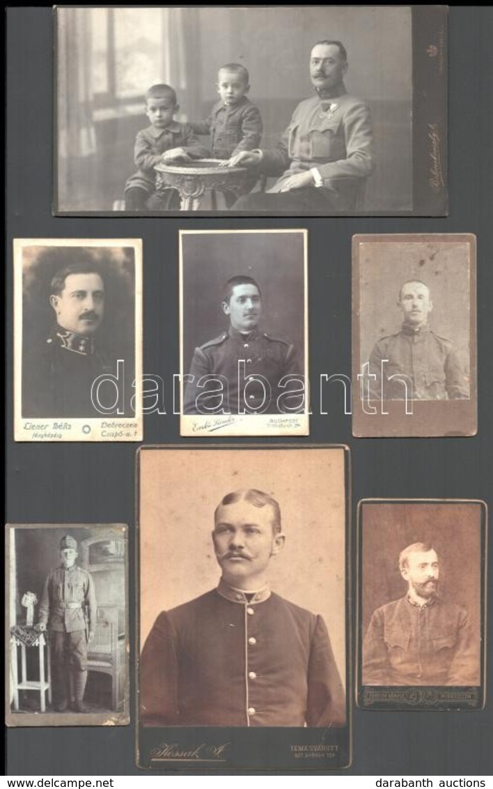 Cca 1910 Katonák Az Ország Minden Tájáról Kabinetfotókon és Viztkártya Méretű Fényképeken, 7 Db Vintage Fotó, 10,4x6,3 C - Other & Unclassified