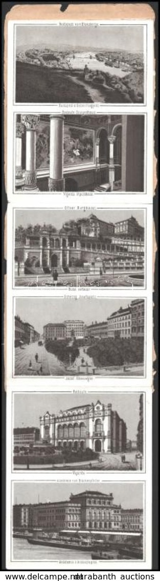 Cca 1880 Budapest, Litho Leporello, 18 Képpel, Borító Viseltes állapotban, 11×14 Cm - Unclassified