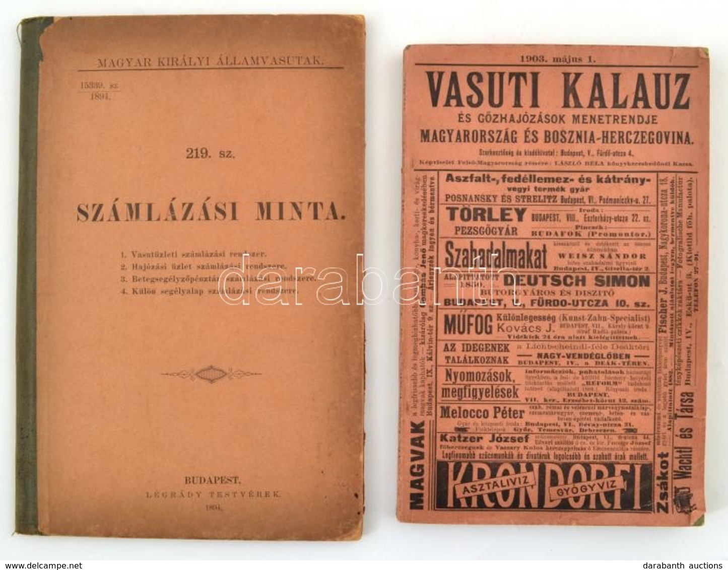 1903 Vasuti Kalauz és Gőzhajózások Menetrendje. Magyarország és Bosznia-Hercegovina. 208 P + 1 Kihajtható Térképpel. Fűz - Unclassified