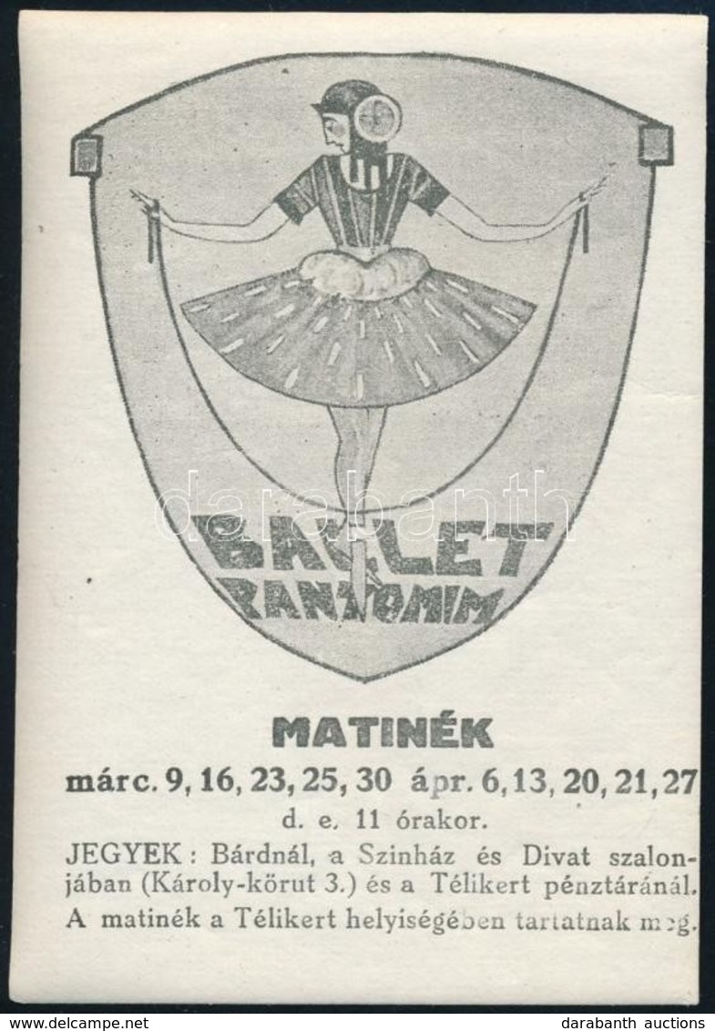 Cca 1910 Balett Pantomim Reklám Címke10,5x 7,5 Cm - Unclassified