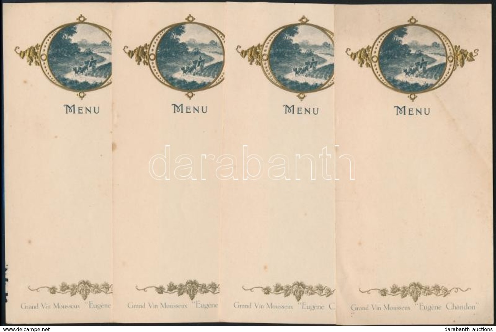 Cca 1910 Grand Vin Mousseux 'Eugéne Chandon' 4 Db Kitöltetlen Menűkártyája - Unclassified