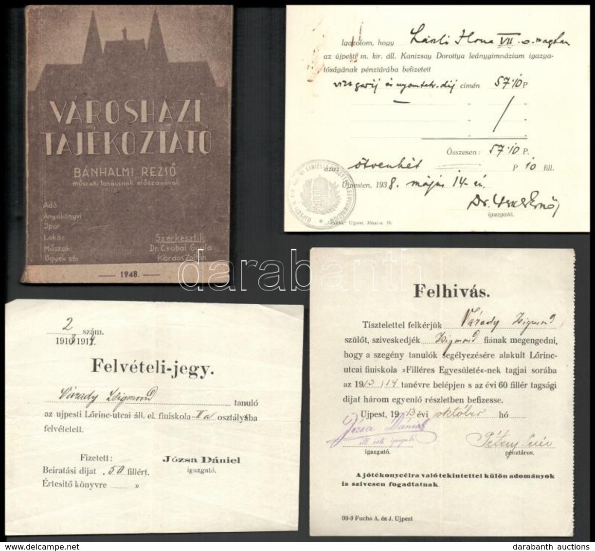 1913-1938 4 Db Újpesten Kiállított Felhívás, Igazolás, Városházi Tájékoztató - Unclassified