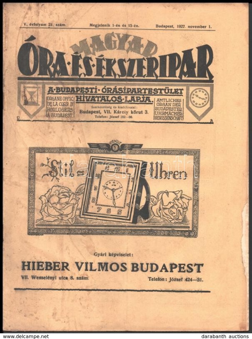 1927 Bp. Magyar Óra és Ékszeripar. A Budapesti órásipartestület Hivatalos Lapja. V. évfolyam, 21. Szám - Unclassified