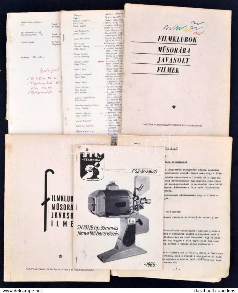 1966-1970 Vegyes Filmmel Kapcsolatos Nyomtatványok, Db: 
SK 102/B Tip. 35mm-es Filmvetítő Berendezés, Prospektus.; Filmk - Unclassified