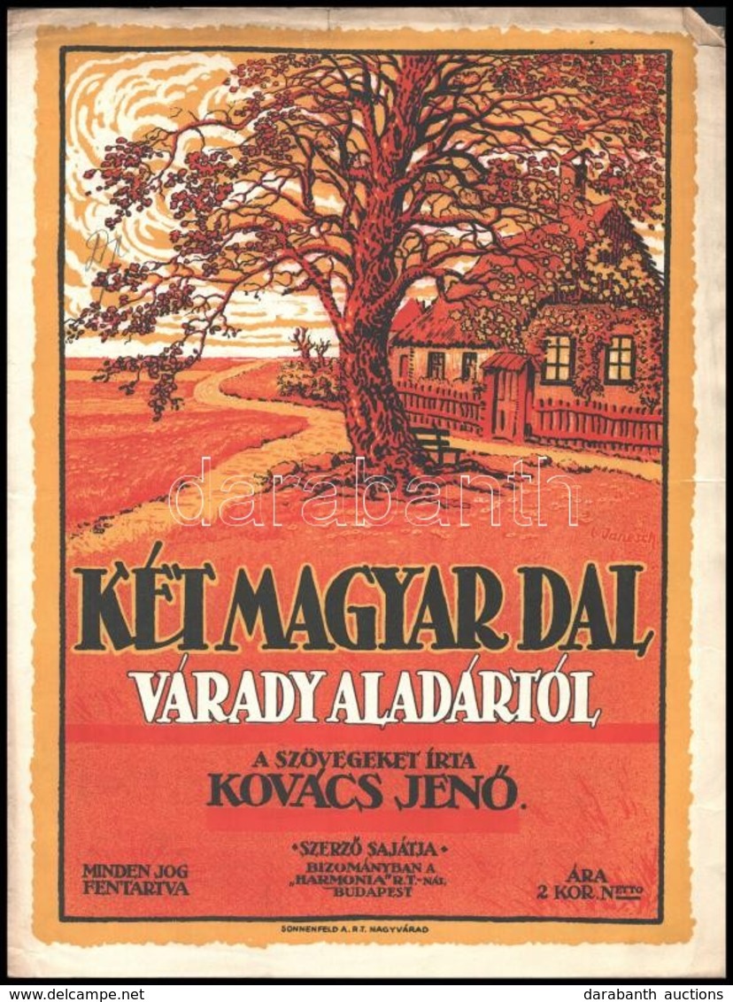 Cca 1910 Várady Aladár: Két Magyar Dal, és Két Magyar Dal Várady Aladártól. Kovács Jenő és Fekete Ferenc Szövegeivel. 2  - Sonstige & Ohne Zuordnung