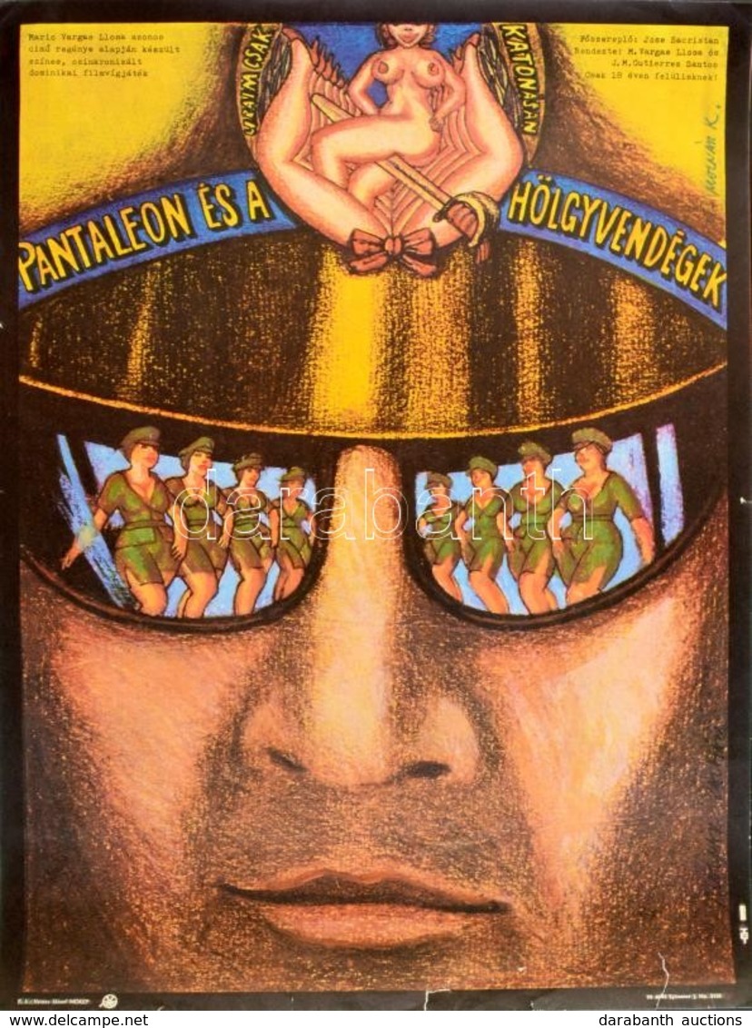 1979 Molnár Kálmán (1943-2012): Pantaleon és A Hölgyvendégek Dominikai Film Plakátja, MOKÉP, Szakadásokkal, 59×42 Cm - Other & Unclassified