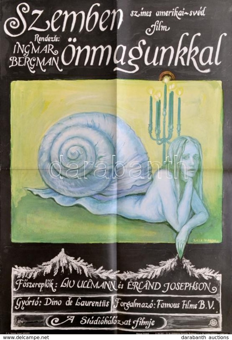 1978 Balla Margit: Szemben önmagunkkal, Rendezte Ingmar Bergman, Filmplakát, Hajtott, 56×40 Cm - Sonstige & Ohne Zuordnung