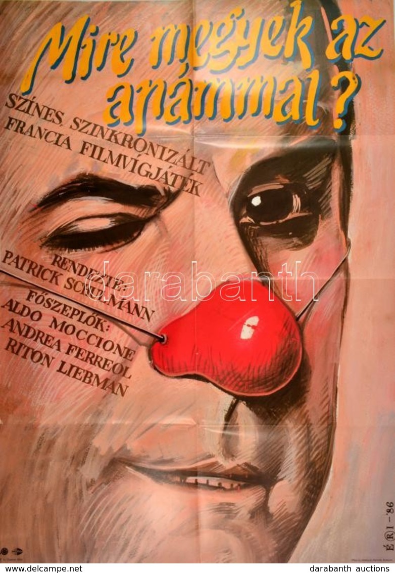 1986 Éri Jenő Tamás (1958-): Mire Megyek Az Apámmal? Francia Film Plakátja, MOKÉP, Hajtott, 80×56 Cm - Other & Unclassified