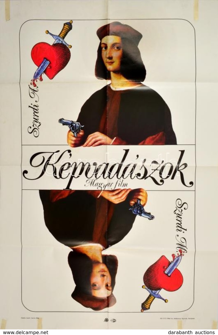 1986 Képvadászok Magyar Film Plakátja, MOKÉP, Hajtott, Celluxos Ragasztásokkal, 84×56 Cm - Other & Unclassified