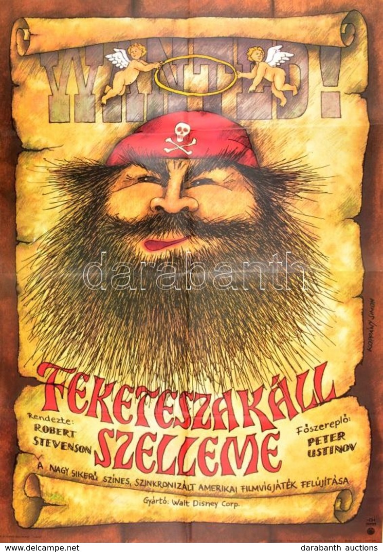 1982 Koppány Simon (1943-): Feketeszakáll Szelleme Amerikai Film Plakátja, Hajtott, 80×56 Cm - Other & Unclassified