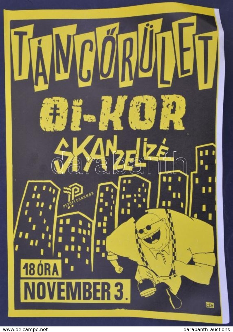 1989 Rádi Sándor (?-?): Táncőrület, Petőfi Csarnok 1989. Nov. 3., Oi-Kor, Skanzelizé, Underground Koncertplakát, Gyűrődé - Other & Unclassified