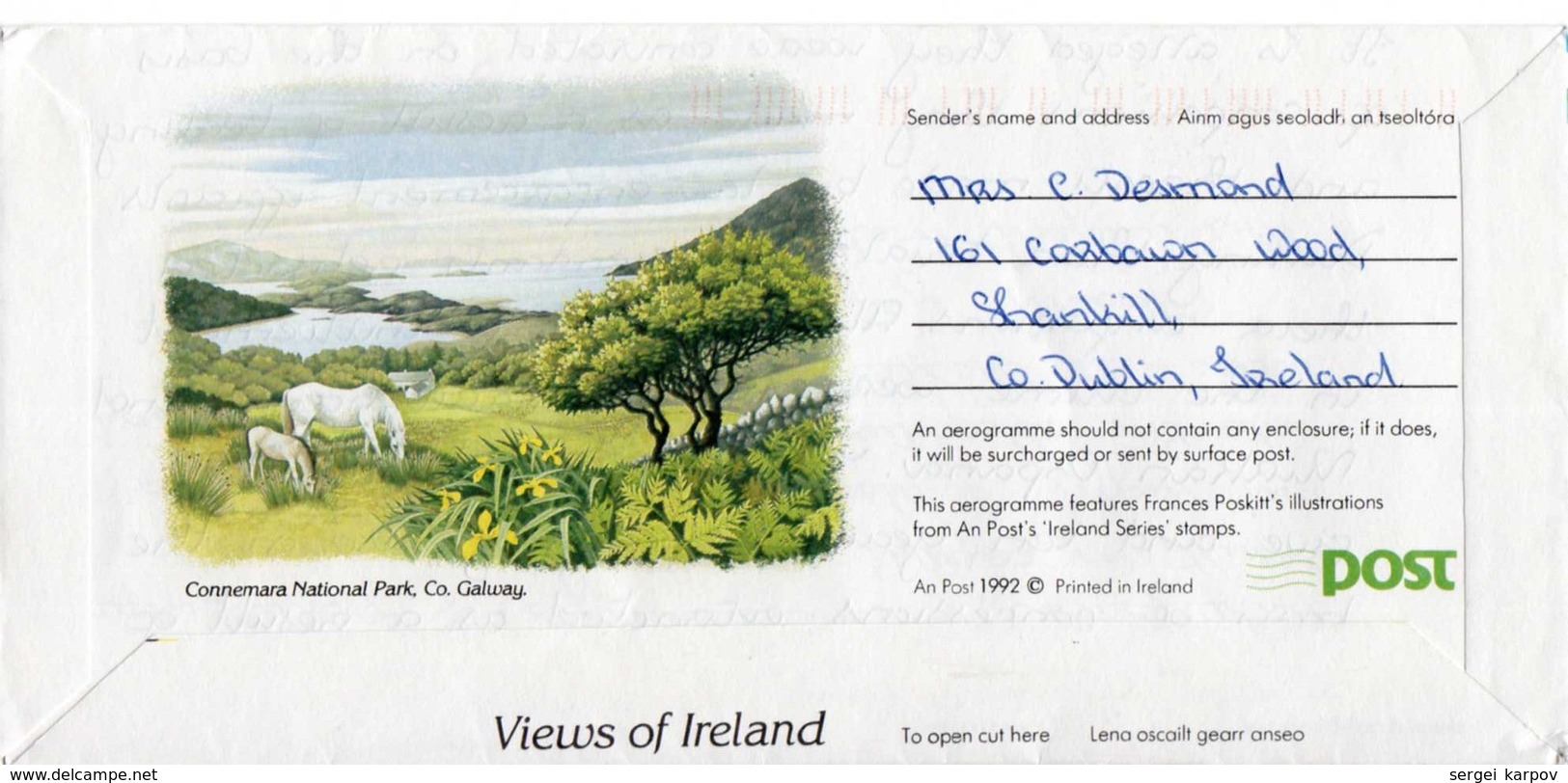 Aerogramme: Ireland - Kyrgyzstan, 1994. - Airmail