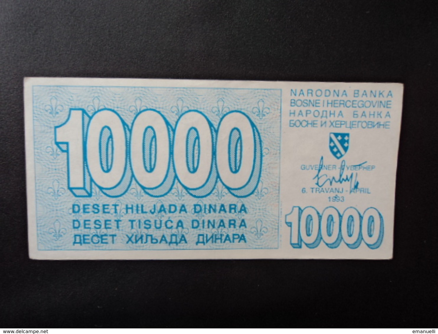 .BOSNIE HERZÉGOVINE :  10 000 DINARA   6.4.1993     P 28      SUP - Bosnia Y Herzegovina