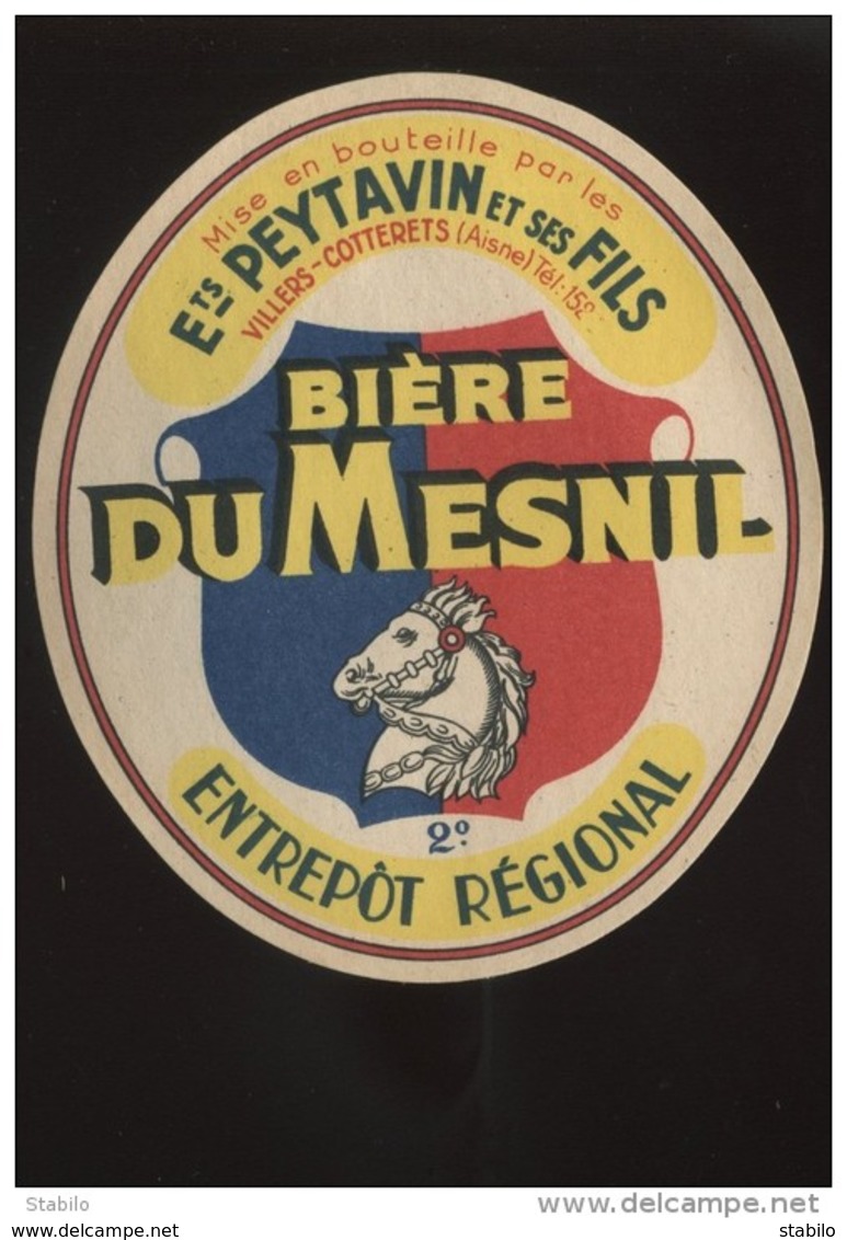 ETIQUETTE DE BIERE - BIERE DU MESNIL - ETS PEYTAVIN ET FILS, VILLERS-COTTERETS, AISNE - Bière