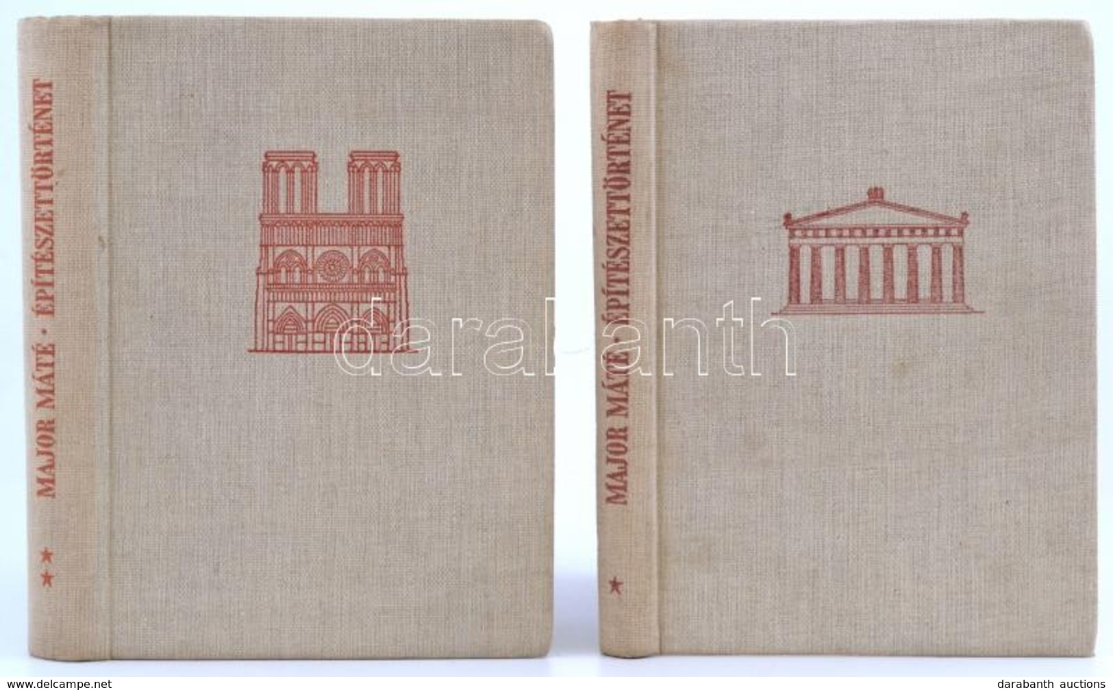 Major Máté: Építészettörténet I-II. Kötet. Bp., 1954-1955, Műszaki. Kiadói Egészvászon-kötés. - Unclassified