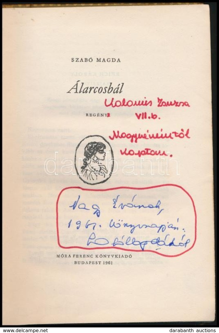 Szabó Magda: Álarcosbál. Bp.,1961, Szépirodalmi Könyvkiadó. Kiadói Félvászon-kötés,  Kopott Borítóval. Első Kiadás. A Sz - Ohne Zuordnung