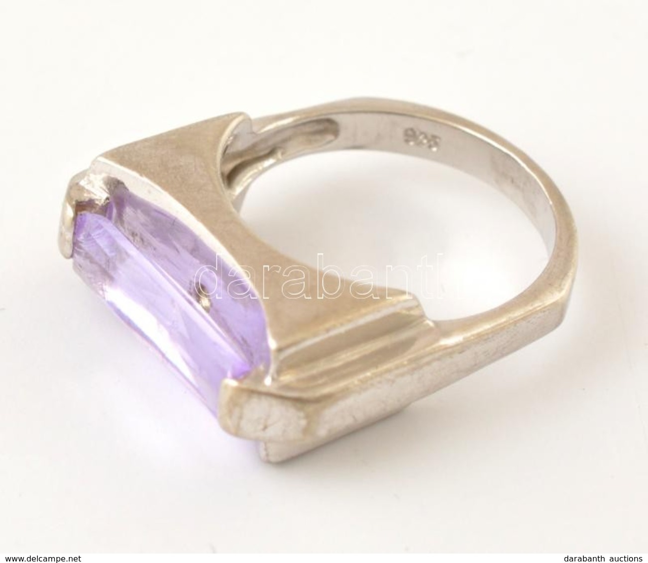 Ezüst(Ag) Gyűrű, Lila Kővel, Jelzett, Méret: 51, Bruttó: 5 G - Other & Unclassified