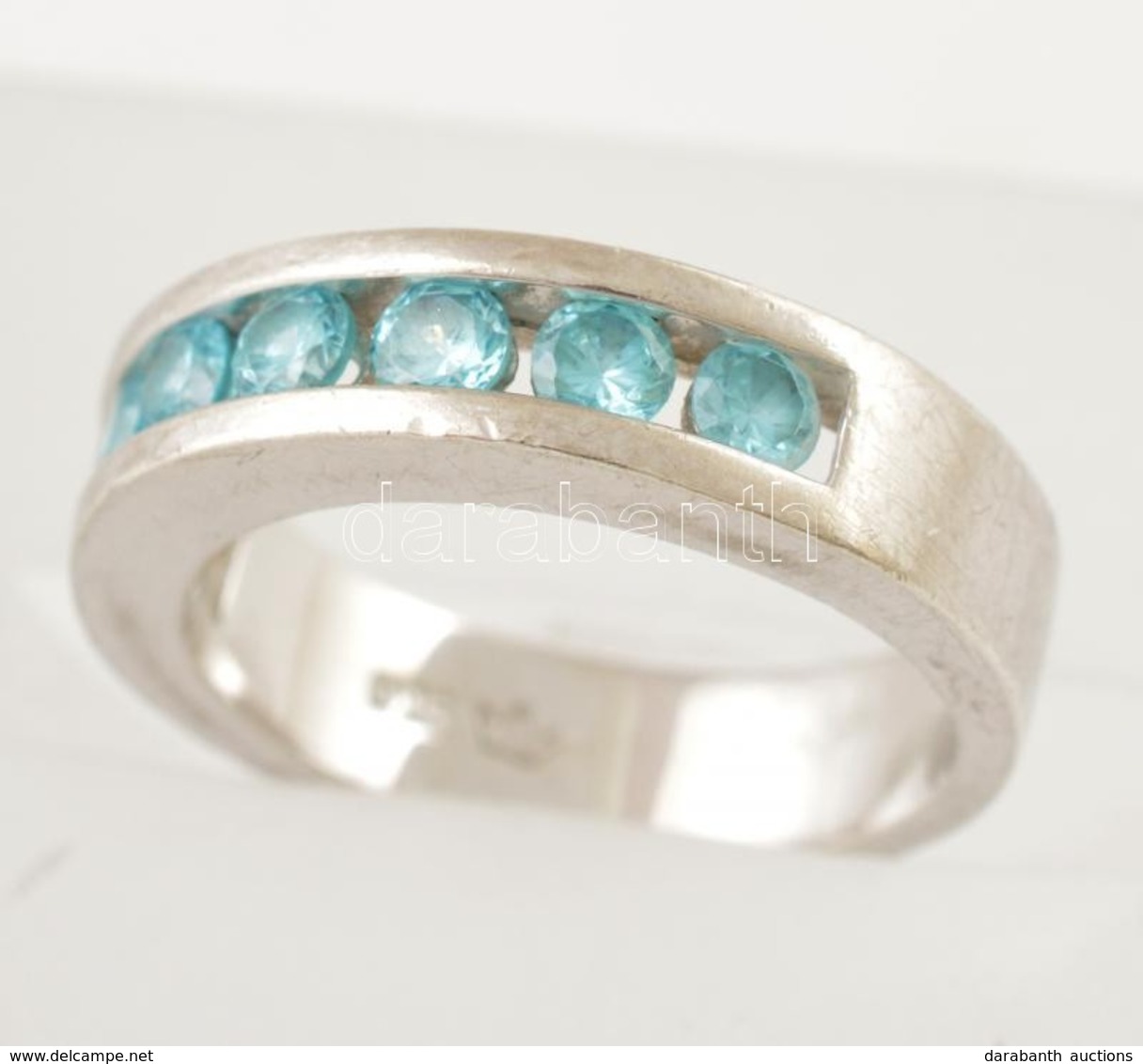Ezüst(Ag) Kék Kövekkel Kirakott Gyűrű, Jelzett, Méret: 53, Bruttó: 5,2 G - Other & Unclassified