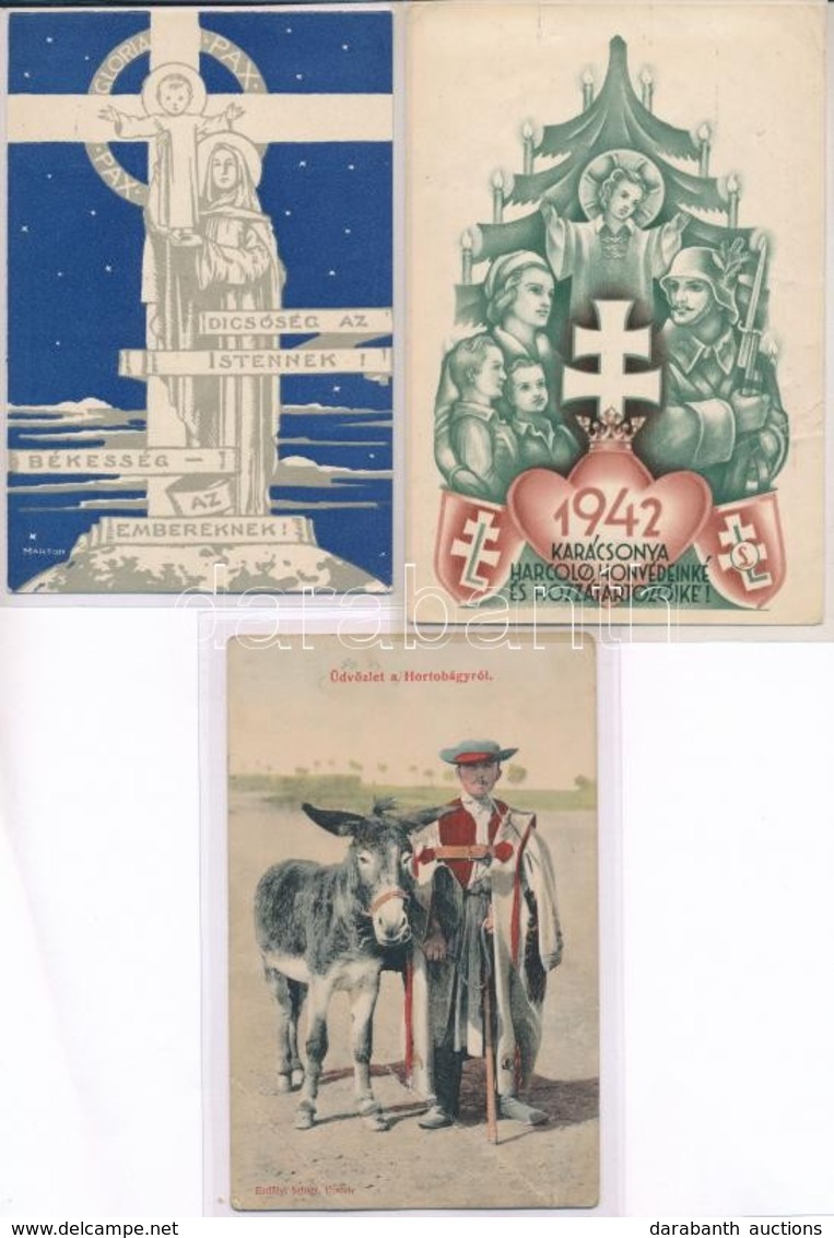 ** * 12 Db RÉGI Motívum Képeslap: Katonai, Magyar Népviselet, Vallás, Bélyeg / 12 Pre-1945 Motive Postcards: Military, H - Unclassified