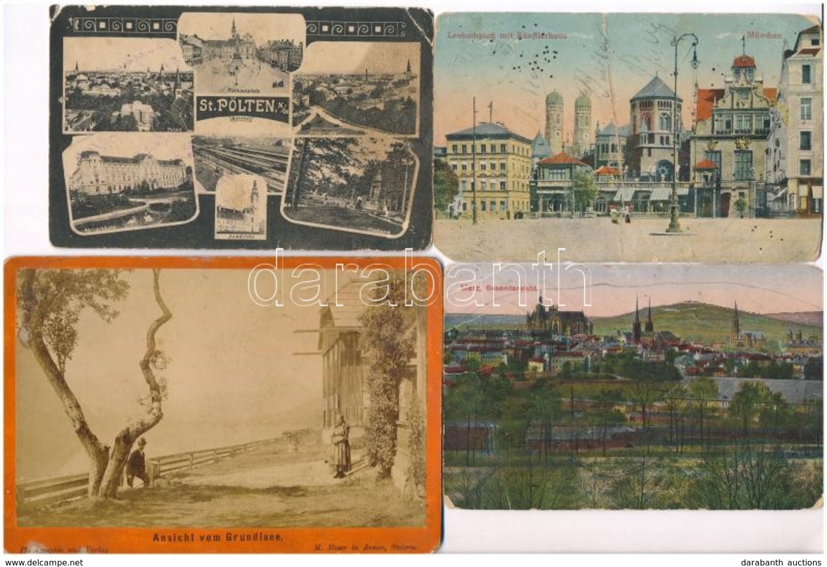 ** * 11 Db RÉGI Sérült Külföldi Képeslap, Közte Három Keményhátu Fotó / 11 Pre-1945 Damaged European Postcards, With 3 H - Ohne Zuordnung