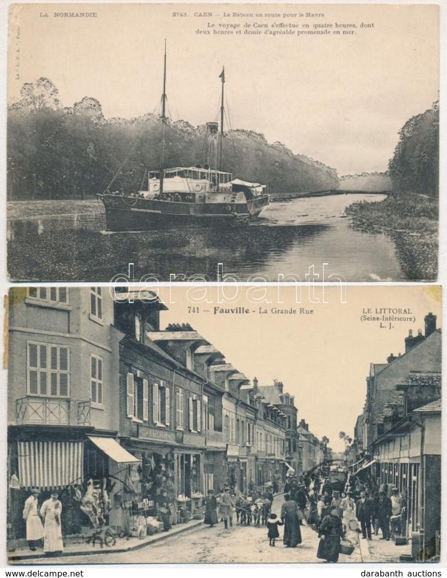 ** * 7 Db RÉGI Francia Városképes Lap / 7 Pre-1945 French Town-view Postcards: Rouen, Oissel, Le Mont Saint Michel, Fouq - Ohne Zuordnung