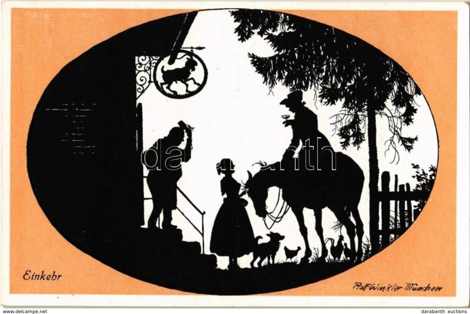 * 3 Db RÉGI Sziluettes Művészlap Rolf Winkler Szignóval / 3 Pre-1945 Silhouette Art Postcards Signed By Rolf Winkler. Zw - Ohne Zuordnung