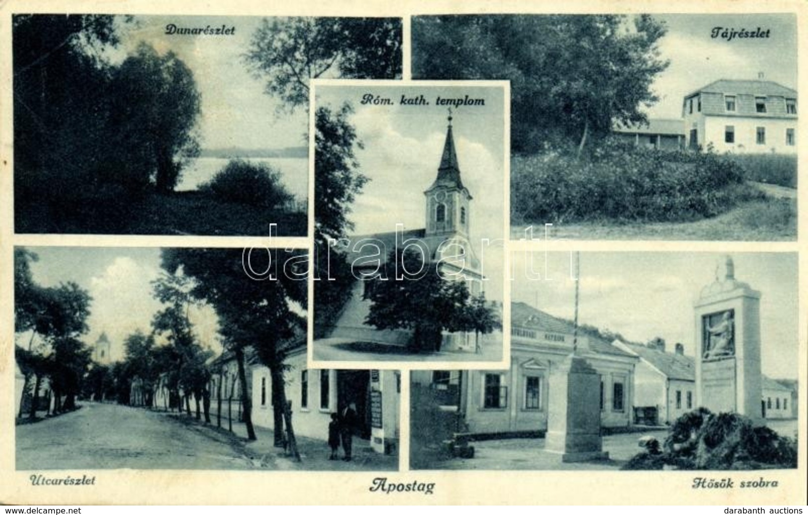 * T2/T3 1939 Apostag, Duna, Utca, Római Katolikus Templom, Hősök Szobra - Sin Clasificación