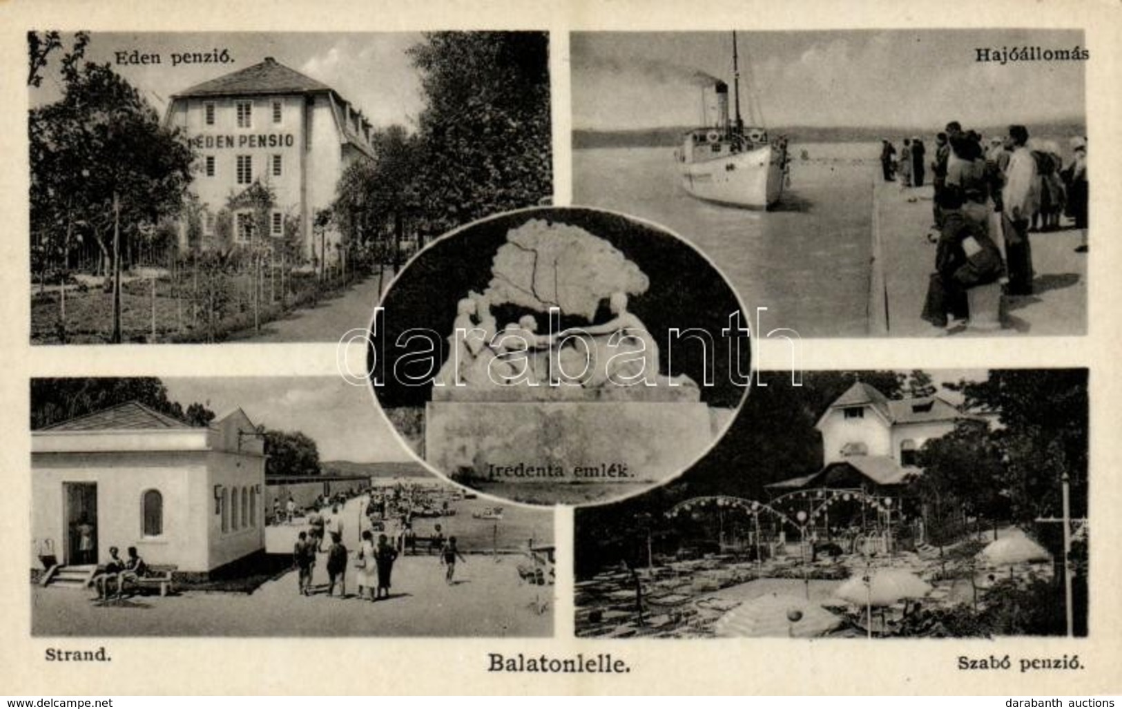 ** T2 Balatonlelle, Éden Penzió, Hajóállomás, Strand, Fürdőzők, Szabó Penzió, Irredenta Emlékmű - Unclassified