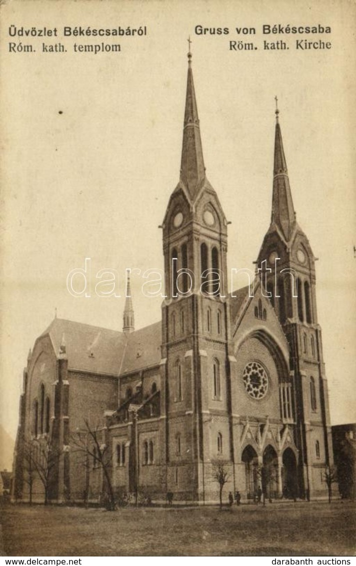 T2/T3 1915 Békéscsaba, Római Katolikus Templom. Kiadja A Holländer Nyomda (EK) - Unclassified
